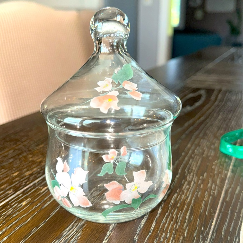 Vintage glass jar with lid